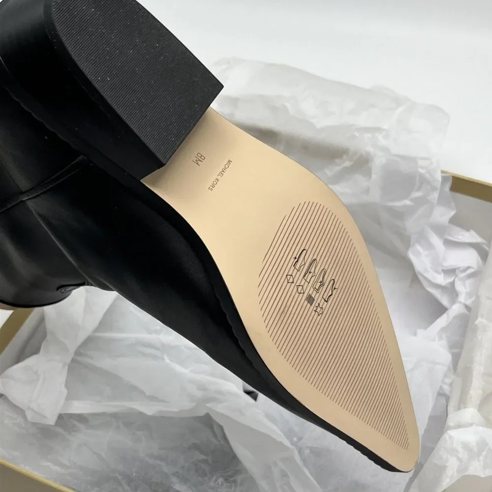 Michael Kors Black Leather Western Ankle Boots